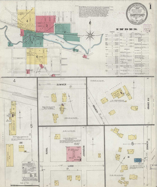 Hartford Wisconsin 1907 - Fire Insurance Index - Old Map Reprint