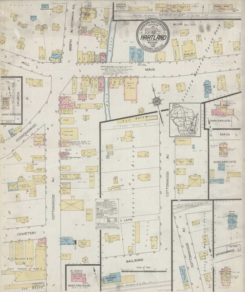 Hartland Wisconsin 1914 - Fire Insurance Index - Old Map Reprint