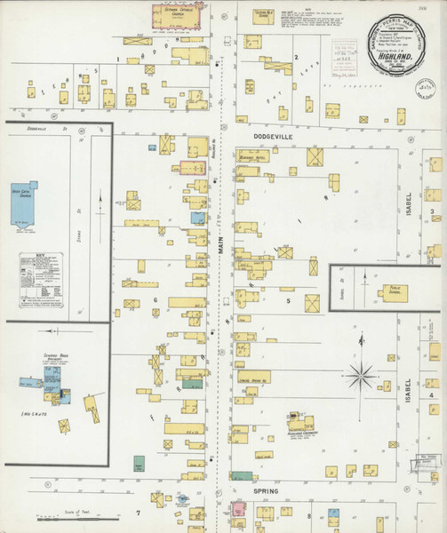 Highland Wisconsin 1899 - Fire Insurance Index - Old Map Reprint
