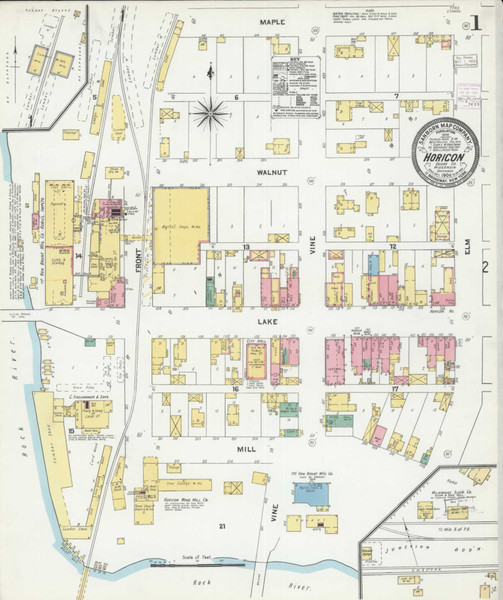 Horicon Wisconsin 1904 - Fire Insurance Index - Old Map Reprint