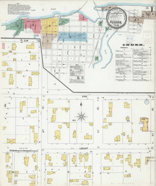 Hudson Wisconsin 1900 - Fire Insurance Index - Old Map Reprint