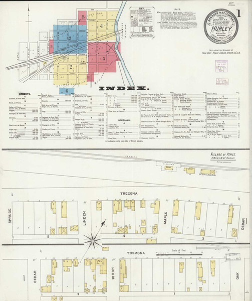 Hurley Wisconsin 1905 - Fire Insurance Index - Old Map Reprint