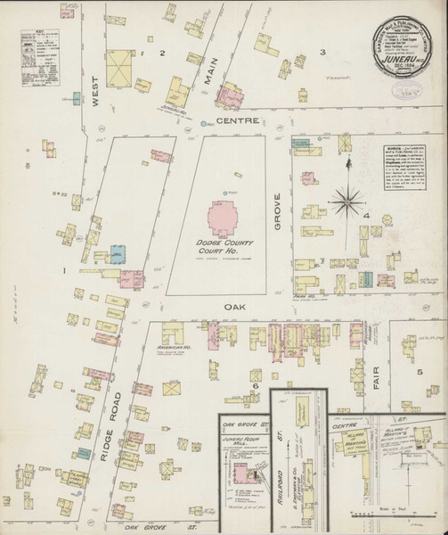 Juneau Wisconsin 1884 - Fire Insurance Index - Old Map Reprint