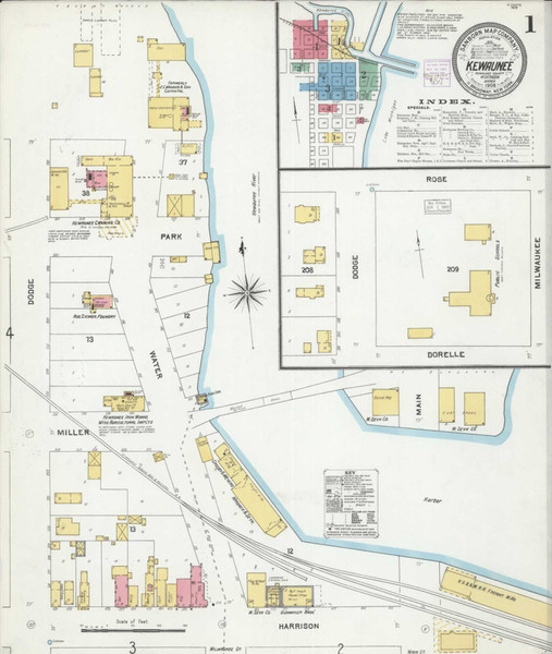 Kewaunee Wisconsin 1905 - Fire Insurance Index - Old Map Reprint