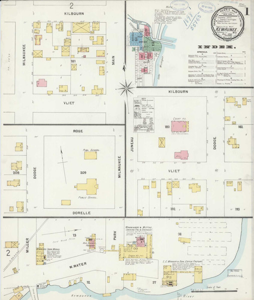 Kewaunee Wisconsin 1898 - Fire Insurance Index - Old Map Reprint