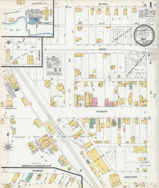 Kiel Wisconsin 1900 - Fire Insurance Index - Old Map Reprint