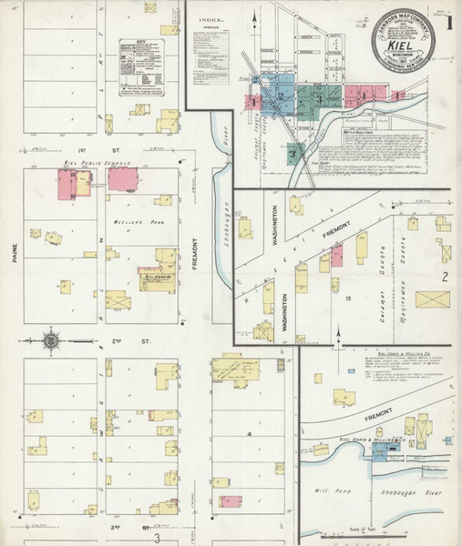 Kiel Wisconsin 1911 - Fire Insurance Index - Old Map Reprint