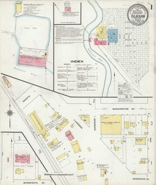 Kilbourn Wisconsin 1909 - Fire Insurance Index - Old Map Reprint