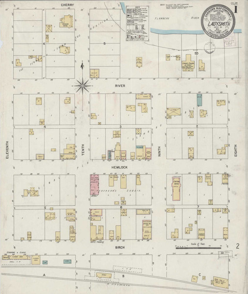 Ladysmith Wisconsin 1902 - Fire Insurance Index - Old Map Reprint