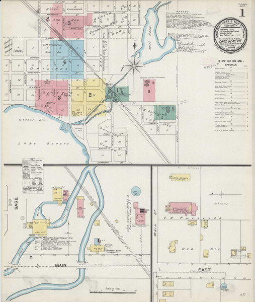 Lake Geneva Wisconsin 1892 - Fire Insurance Index - Old Map Reprint