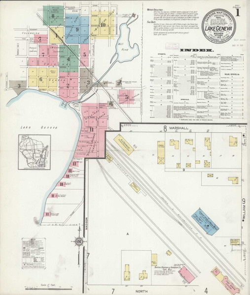 Lake Geneva Wisconsin 1912 - Fire Insurance Index - Old Map Reprint