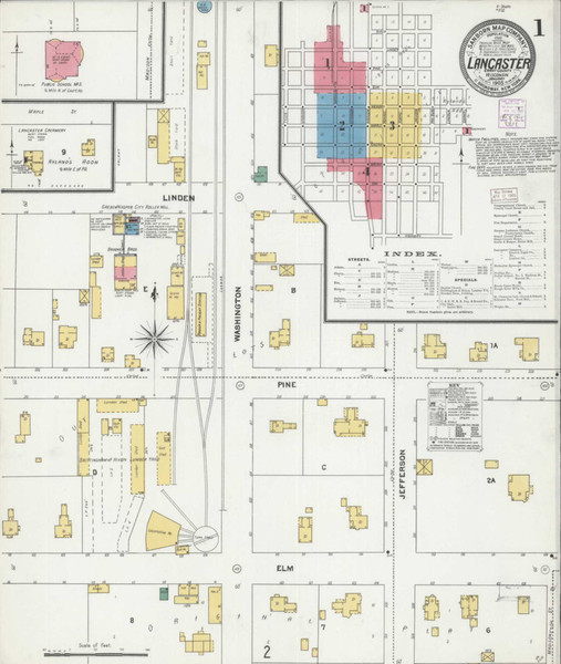 Lancaster Wisconsin 1905 - Fire Insurance Index - Old Map Reprint