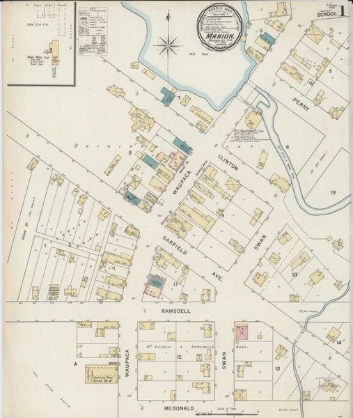Marion Wisconsin 1894 - Fire Insurance Index - Old Map Reprint