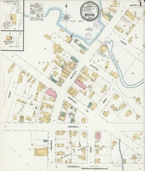 Marion Wisconsin 1901 - Fire Insurance Index - Old Map Reprint