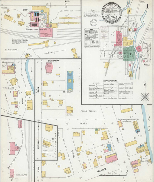 Mayville Wisconsin 1900 - Fire Insurance Index - Old Map Reprint