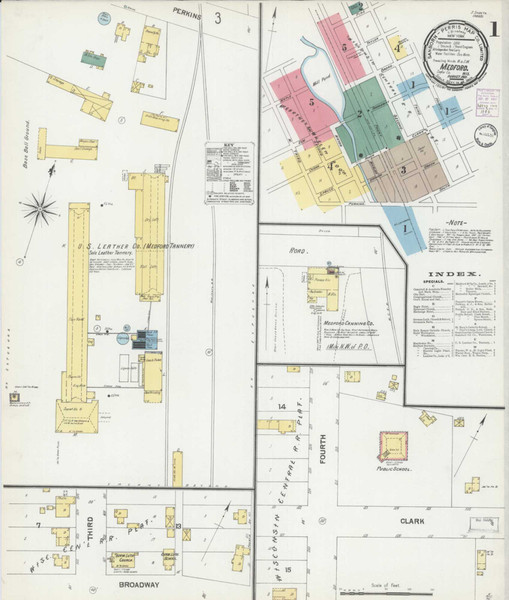Medford Wisconsin 1901 - Fire Insurance Index - Old Map Reprint