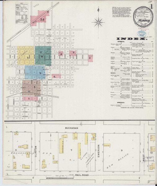 Monroe Wisconsin 1894 - Fire Insurance Index - Old Map Reprint