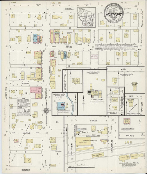 Montfort Wisconsin 1914 - Fire Insurance Index - Old Map Reprint