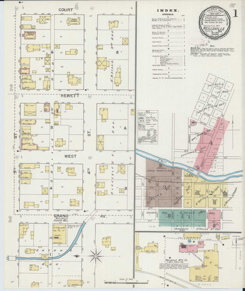 Neillsville Wisconsin 1892 - Fire Insurance Index - Old Map Reprint