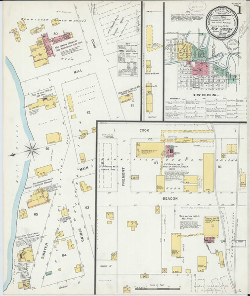 New London Wisconsin 1898 - Fire Insurance Index - Old Map Reprint