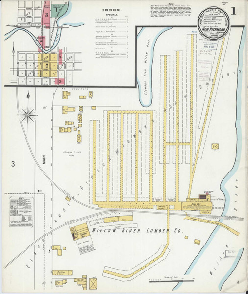 New Richmond Wisconsin 1900 - Fire Insurance Index - Old Map Reprint