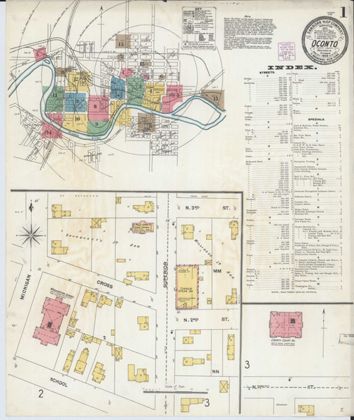 Oconto Wisconsin 1904 - Fire Insurance Index - Old Map Reprint