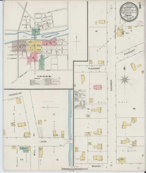 Omro Wisconsin 1895 - Fire Insurance Index - Old Map Reprint