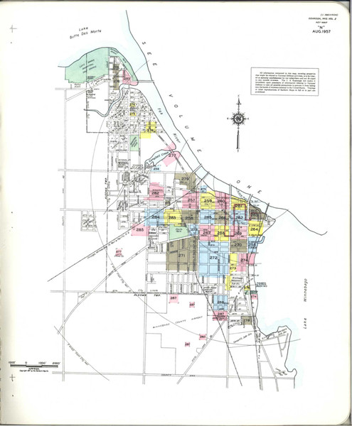 Oshkosh Wisconsin 1957 V2 - Fire Insurance Index - Old Map Reprint