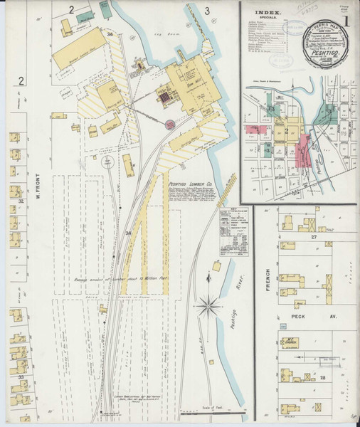 Peshtigo Wisconsin 1898 - Fire Insurance Index - Old Map Reprint