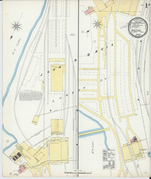 Phillips Wisconsin 1892 - Fire Insurance Index - Old Map Reprint
