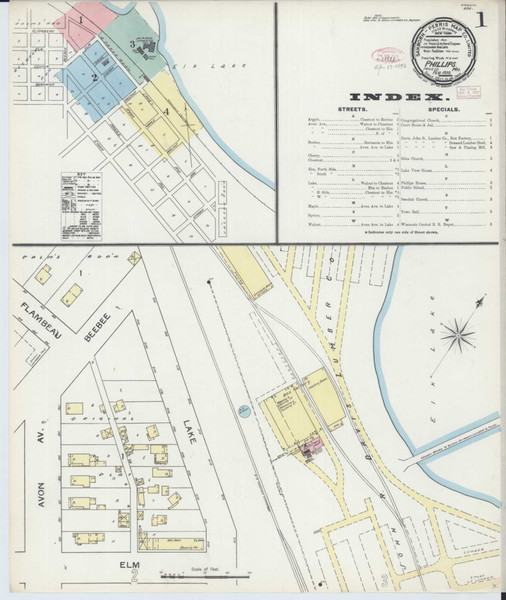 Phillips Wisconsin 1893 - Fire Insurance Index - Old Map Reprint