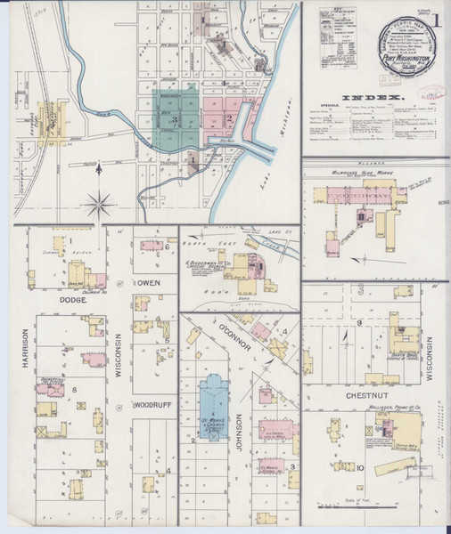 Port Washington Wisconsin 1893 - Fire Insurance Index - Old Map Reprint