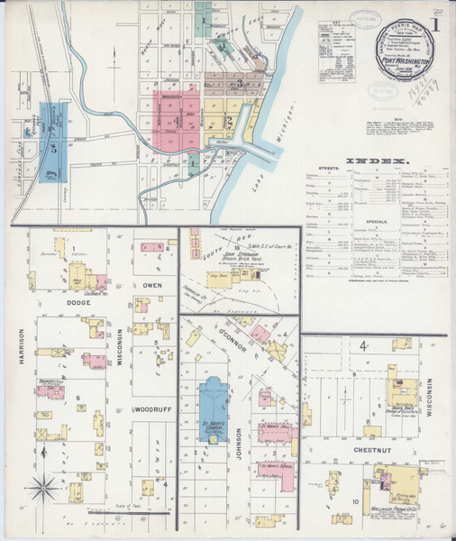 Port Washington Wisconsin 1898 - Fire Insurance Index - Old Map Reprint