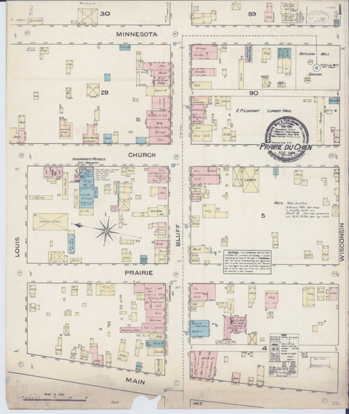 Prairie Du Chien Wisconsin 1884 - Fire Insurance Index - Old Map Reprint