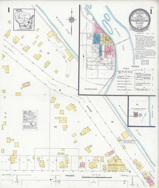 Prairie Du Sac Wisconsin 1926 - Fire Insurance Index - Old Map Reprint