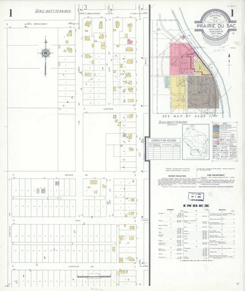 Prairie Du Sac Wisconsin 1944 - Fire Insurance Index - Old Map Reprint