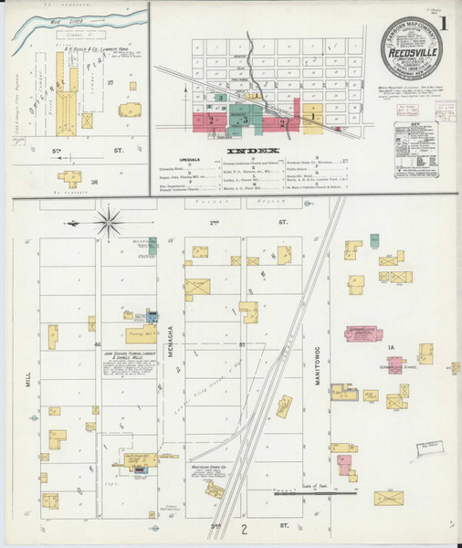 Reedsville Wisconsin 1906 - Fire Insurance Index - Old Map Reprint