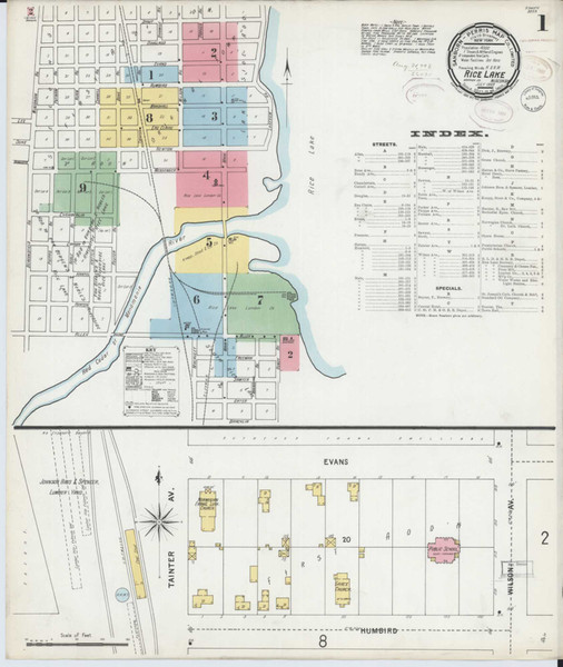 Rice Lake Wisconsin 1899 - Fire Insurance Index - Old Map Reprint