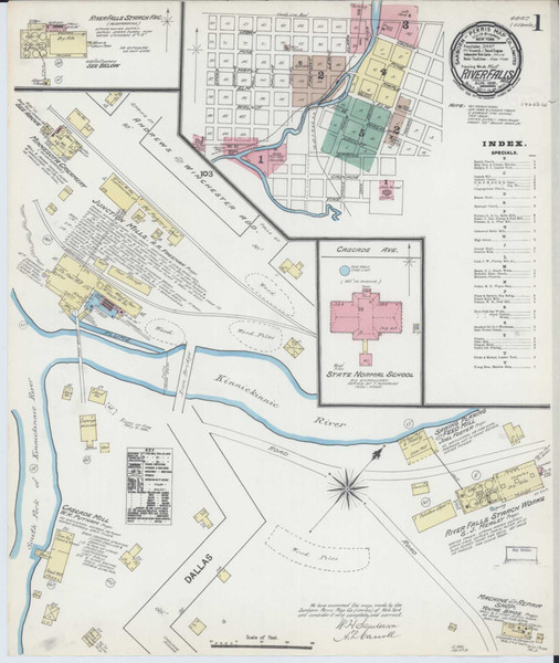 River Falls Wisconsin 1891 - Fire Insurance Index - Old Map Reprint
