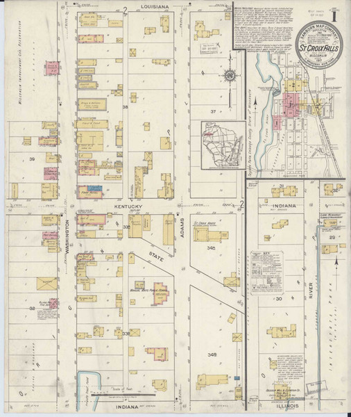 Saint Croix Falls Wisconsin 1917 - Fire Insurance Index - Old Map Reprint