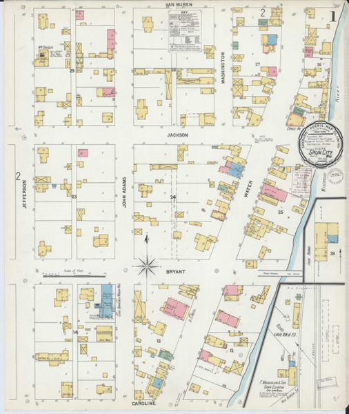 Sauk City Wisconsin 1900 - Fire Insurance Index - Old Map Reprint