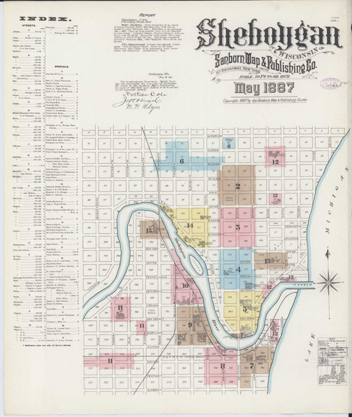Sheboygan Wisconsin 1887 - Fire Insurance Index - Old Map Reprint