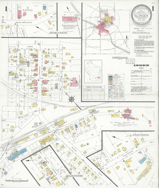 Slinger Wisconsin 1933 - Fire Insurance Index - Old Map Reprint