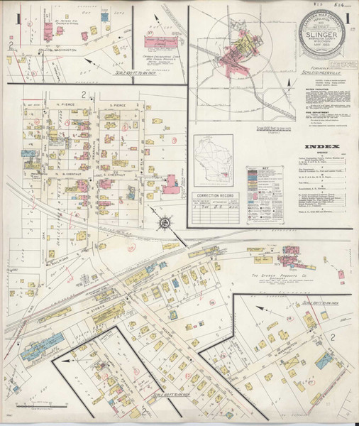 Slinger Wisconsin 1944 - Fire Insurance Index - Old Map Reprint
