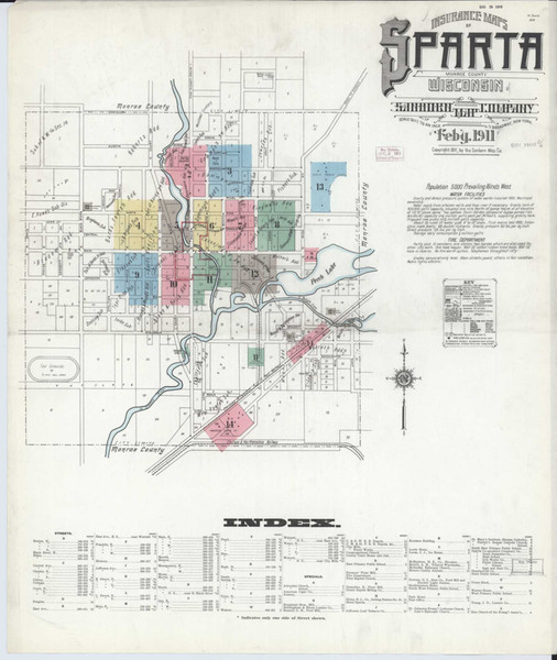 Sparta Wisconsin 1911 - Fire Insurance Index - Old Map Reprint