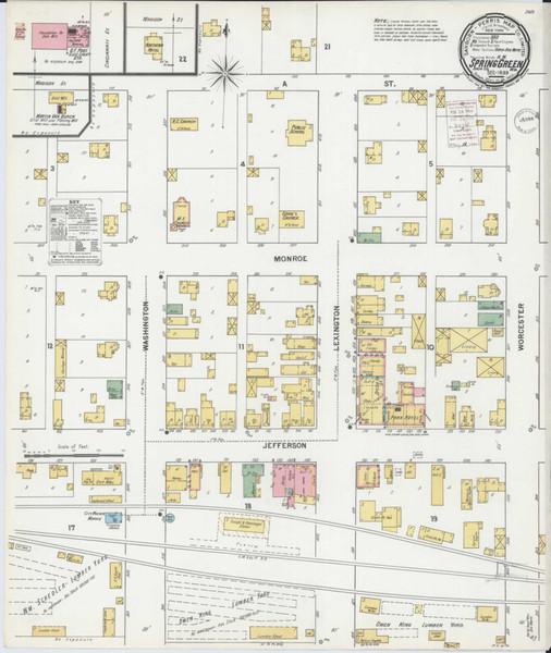 Spring Green Wisconsin 1899 - Fire Insurance Index - Old Map Reprint