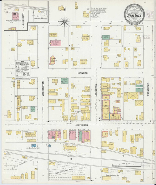 Spring Green Wisconsin 1905 - Fire Insurance Index - Old Map Reprint