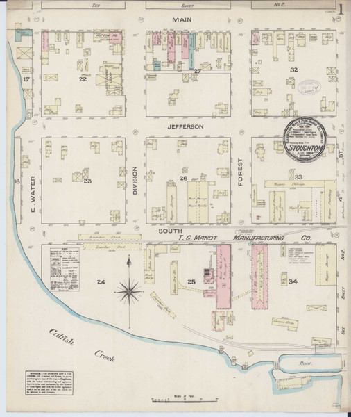 Stoughton Wisconsin 1884 - Fire Insurance Index - Old Map Reprint