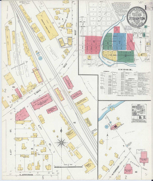 Stoughton Wisconsin 1904 - Fire Insurance Index - Old Map Reprint