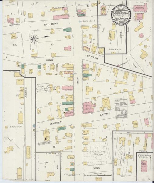 Sun Prairie Wisconsin 1894 - Fire Insurance Index - Old Map Reprint
